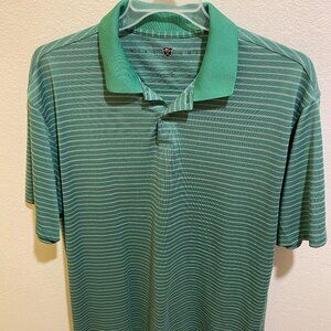 Nike Golf Fit Dry Green White Striped Golf Polo Shirt Men XL
